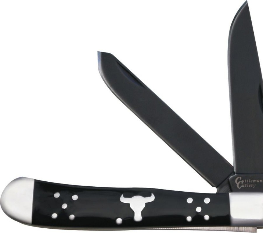 Knives * | Cc0002Bd Cattleman'S Cutlery Black Angus Trapper Pocket Knife Good Quality