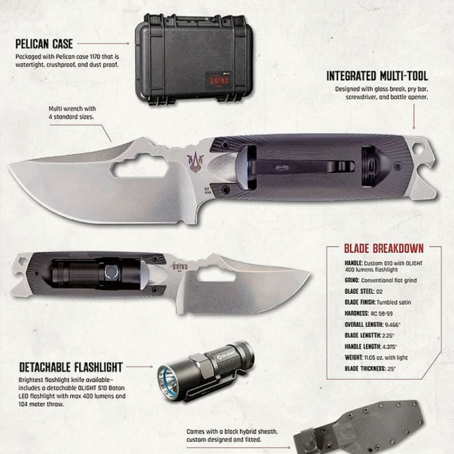 Tools * | 100% Guarantee Sg21783 Southern Grind Rhino Knife W/Pelican Case