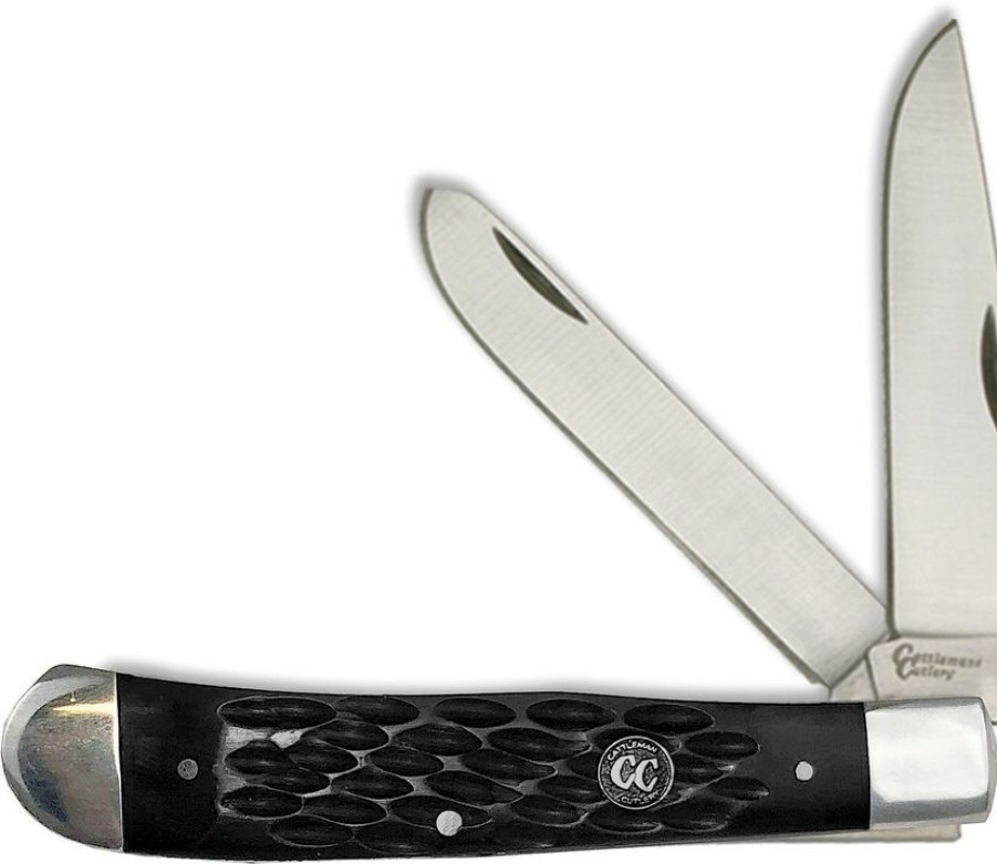 Knives * | Cc0002Jbd Cattleman'S Cutlery Signature Trapper Pocket Knife Black Reliable Quality