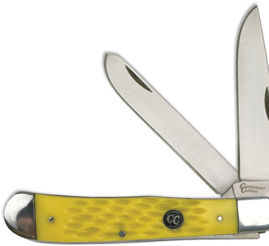 Knives * | Cc0002Jyd Cattleman'S Cutlery Signature Trapper Pocket Knife Yellow Best Guaranteed