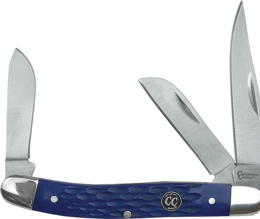 Knives * | Exclusive Design Cc0001Jbl Cattleman'S Cutlery Signature Stockman Pocket Knife Blue