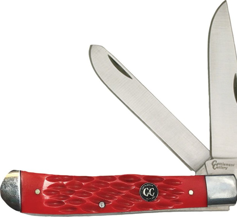 Knives * | Top Sellers Cc0002Jrd Cattleman'S Cutlery Signature Trapper Pocket Knife Red