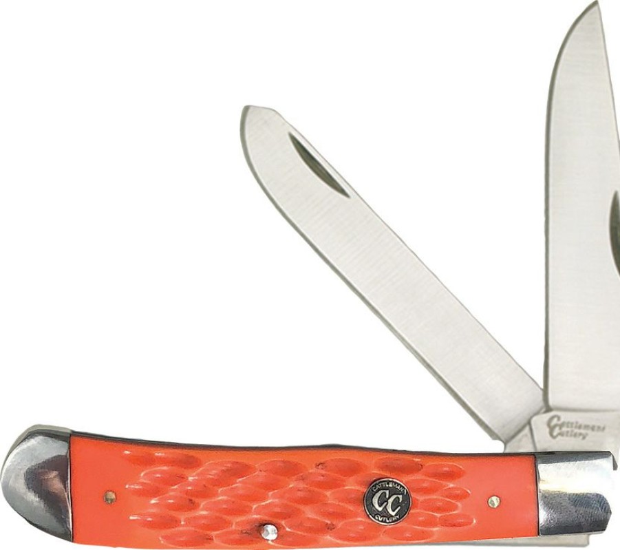 Knives * | Top Sellers Cc0002Jod Cattleman'S Cutlery Signature Trapper Pocket Knife Orange