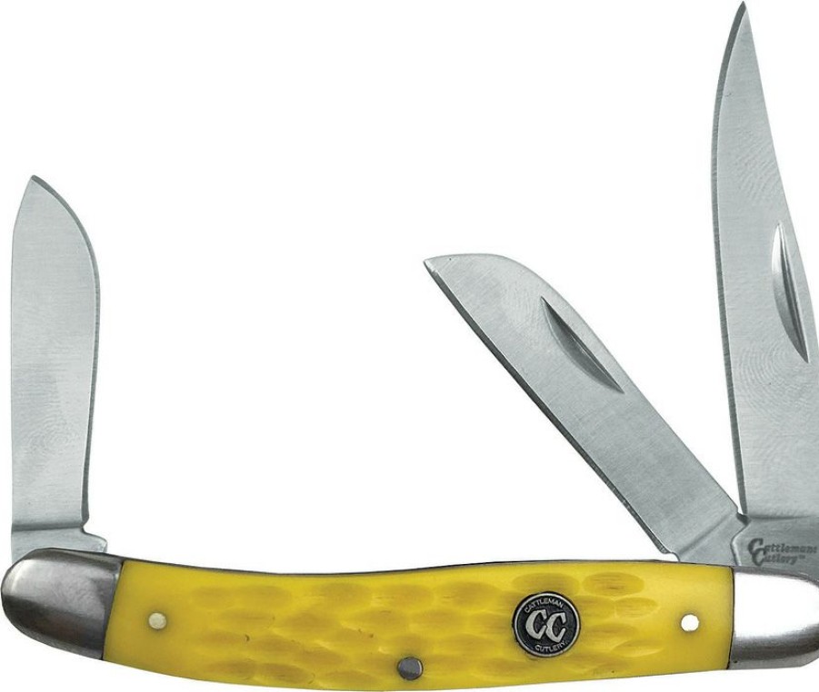 Knives * | Cc0001Jyd Cattleman'S Cutlery Signature Stockman Pocket Knife Yellow New In